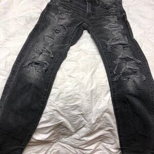 Mens Jeans - American Eagle - Black Distressed Stretch - 28/32